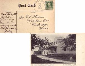 United States Maine Douglas Hill 1909 doane 3/2  1902-1972  PPC (The Farm Hom...