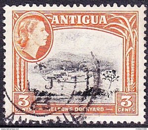 ANTIGUA 1961 QEII 3c Black & Yellow-Orange SG123a FU