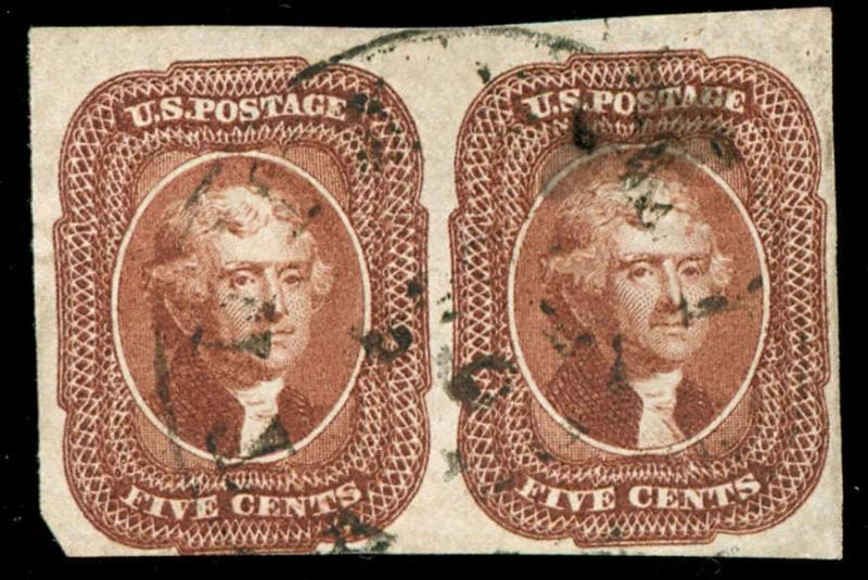 momen: US Stamps #12 Used Pair PF Cert F/VF LOT #87612