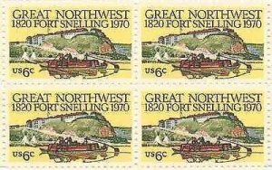 1970 Northwest Fort Snelling Block of 4 6c Postage Stamps, Sc#1409, MNH, OG