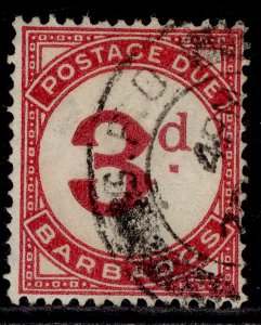 BARBADOS GV SG D3, 3d carmine, FINE USED. Cat £25.