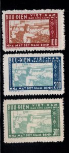 North Viet Nam Scott 51-53 unused Textile Mill set