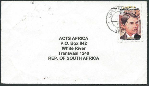 ZAMBIA 2000 commercial cover with GANDHI K1,200 provisional overprint......44243