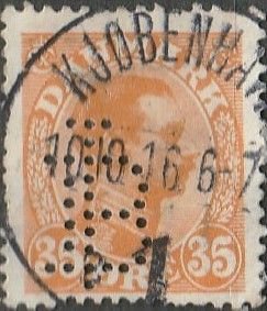 Denmark, #114 Used From 1913-28    perfin