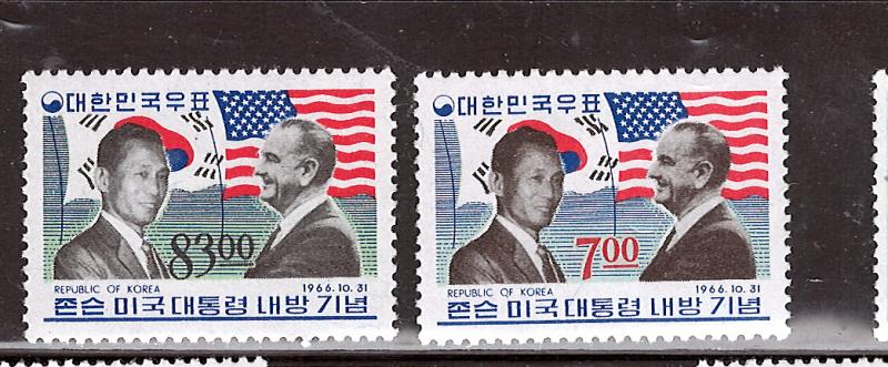 KOREA 1966 USA & S. KOREAN FLAGS #544 - 545 MNH $16.00