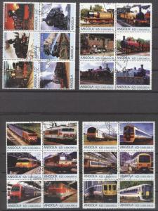 Angola 2000 Trains, 4 blocks, used     AS.096