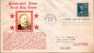 FDC 1938 SC #826 Registered Mail Crosby Cachet - Washington DC - Single - F76952