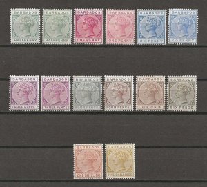 BARBADOS 1882/6 SG 89/103 + Shades MINT Cat £1310