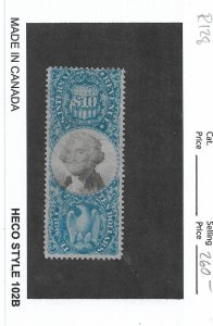 $10 2nd Issue Revenue Tax Stamp, Sc # R128, used. Nice Canx (55918)