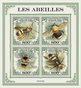 Togo 2021 MNH Bees Stamps Bumblebees Hornets Bee Insects 4v M/S