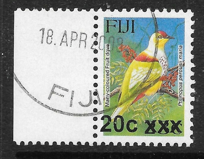 FIJI SGF1362 2008 20c on 23c BIRDS TYPE IIIh SURCHARGE USED