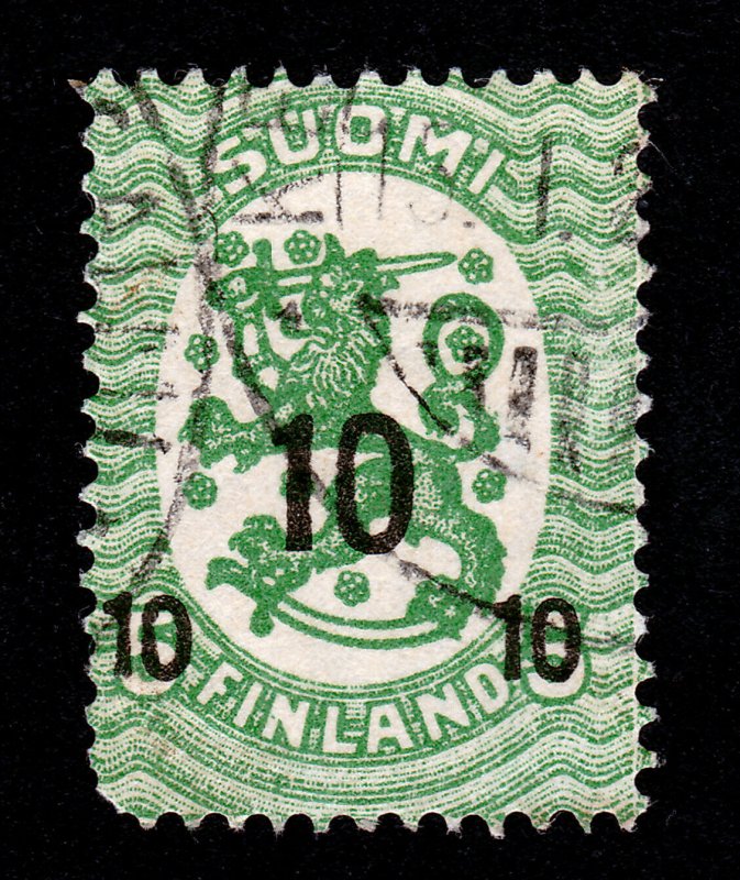 FINLAND 1919 SCOTT #119 USED ARMS OF THE REPUBLIC 5P SURCHARGED 10P