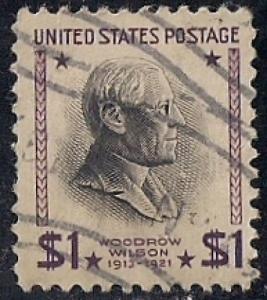 832 1 Dollar LOGO CANCEL Wilson Purple & Black Stamp used F