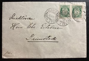 1911 Vestbanernes Norway Cover To Grimstad