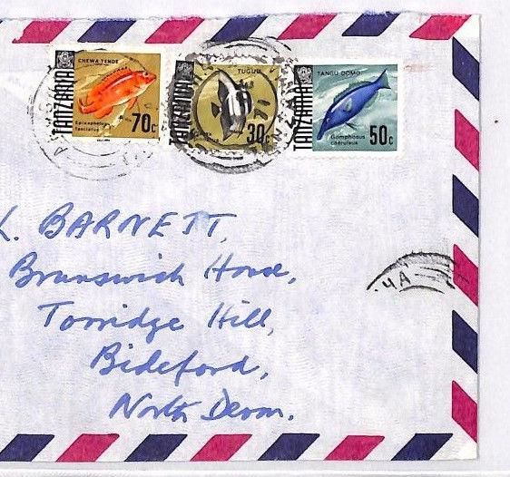 XX124 1971 TANZANIA Arusha GB Devon Airmail Cover FISH