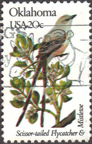 US Used 20 cent Scott# 1988 State Birds and Flowers - Okl...