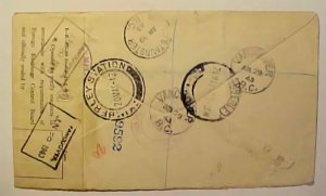 SOUTH AFRICA 10 OR MORE STAMPS ON 1943 REGISTERED B/S CANADA WITH 18 STAMPS