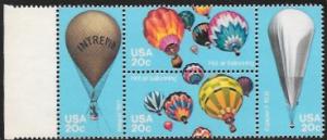 US #2032-35 MNH Block of 4 Hot Air Ballooning. Interpid, Explorer II