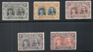 RHODESIA #103,6,8-10 2p/10p, 5 diff values, all og, hinged, VF, Scott $432.50