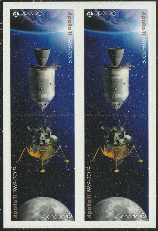 Canada 3188-3189 3189a Apollo 11 P block 4 (from booklet) MNH 2019
