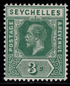 SEYCHELLES GV SG83, 3c green, M MINT.