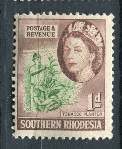 RHODESIA; SOUTHERN 1963 early QEII PICTORIAL issue mint hinged 1d. value