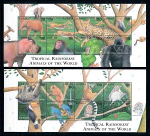 [97044] Guyana 2001 Wild Life Elephant Hippo Monkeys Birds Frog 2 Sheets MNH