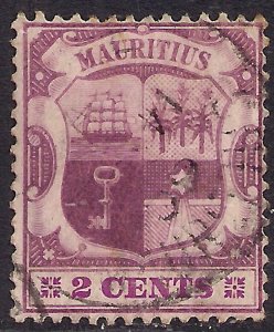 Mauritius 1904 - 07 KEV11 2ct Dull & Bright Purple used SG 165 ( G367 )