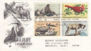 1972, Wildlife Conservation, Artcraft, Blk/4, FDC (E7543)