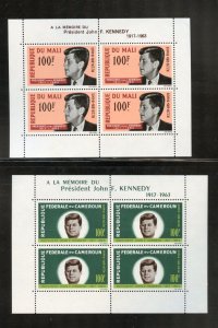 LOT OF 10 DIFFERENT JOHN KENNEDY MEMORIAL FORMER FRENCH COLONY SHEETS MINT NH