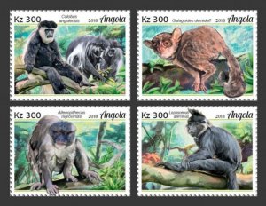 Angola - 2018 Primates on Stamps - 4 Stamp Set - ANG18123a