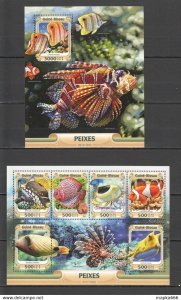 2016 Guinea-Bissau Fauna Fish & Marine Life Peixes 1+1 ** Stampsst882