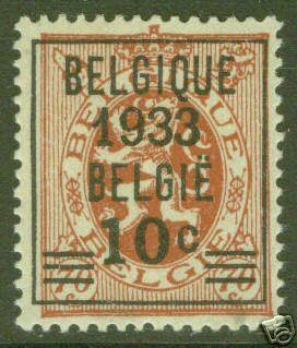 BELGUM BELGIQUE Scott 255 MH*1933 Overprint CV $12.50