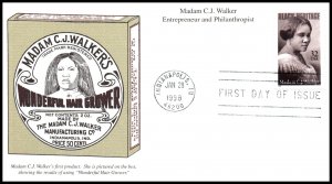 US 3181 Madam C J Walker Mystic U/A FDC