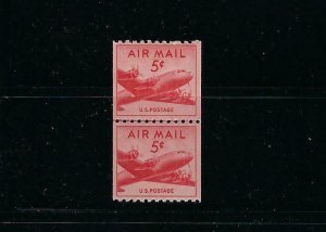 US #C37 1948 AIR MAIL 5 CENTS- COIL  JOINT LINE PAIR - MINT NEVER HINGED