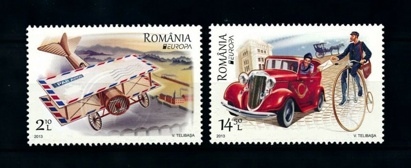 [101216] Romania 2013 Transport mail delivery Bicycle horse aircraft cept  MNH