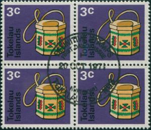 Tokelau 1971 SG27 3c Handicrafts block FU