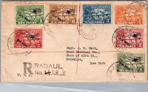 1930 Rabaul Papua New Guinea Air mail Registered Cover To Brooklyn NY USA