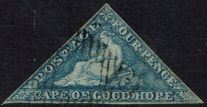 CAPE OF GOOD HOPE 1863 TRIANGLE 4D STEEL BLUE DLR PRINTING USED 