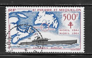 St Pierre & Miquelon Scott C25 Used NH - 1962 Joining the Free French 20th Anniv