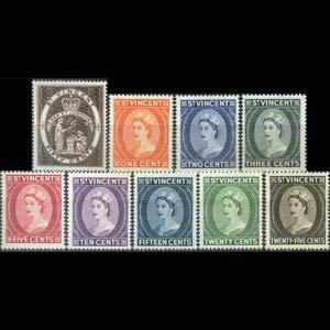 ST.VINCENT 1963 - Scott# 205-13 Queen Set of 9 LH