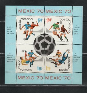 Romania #2178 (1970 World Cup of Soccer  sheet) VFMNH CV $3.00