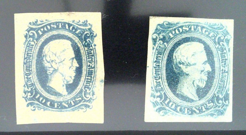 Scott CSA #11b & 12 - CSA lot - Unused - Jefferson - 1863-64