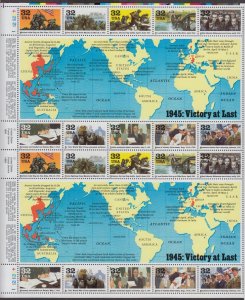 1995 WWII Sc 2981a-j MNH pane of 20 (2 blocks of 10) World War 2 -Typical sheet