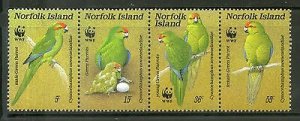 Norfolk Islands 1987 WWF Birds Green Parrot Wildlife Animal 4v Sc 421 MNH # 055