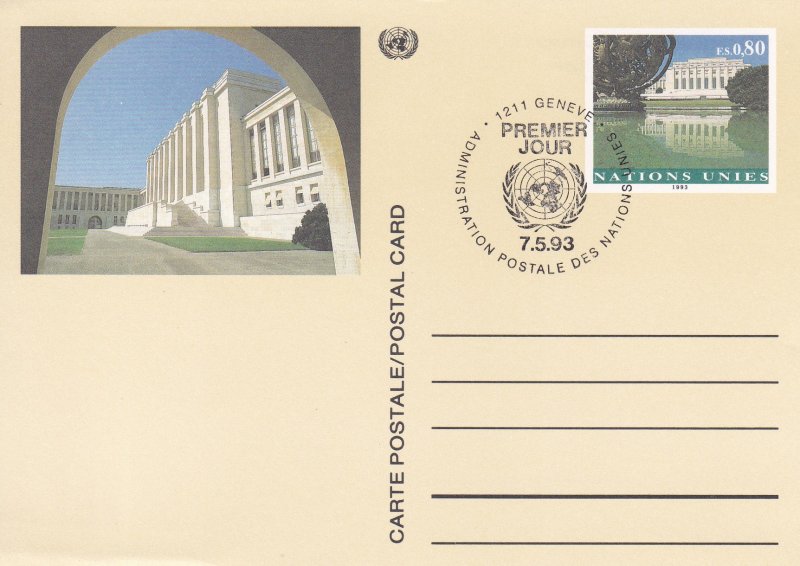 United Nations -Geneva # UX10, Postal Card, First Day, 1/2 Cat.