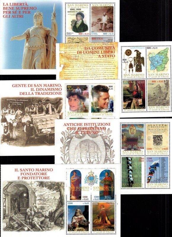 San Marino 2000, 1700th Anniversary Set of 5 Booklet Panes MNH 