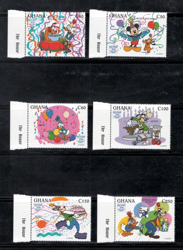 Ghana 1995 60th Birthday of Donald Duck Scott # 1754 - 1763 MNH