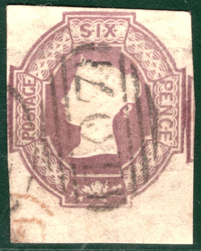 GB QV EMBOSSED Stamp SG.59 6d Lilac WMK REVERSED Large Marginal Cat £1,000+SBR30