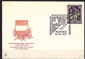 Austria, 1956 issue. Int`l Scout Skiing and Scout, 19/FEB/56 cancel on Card.^